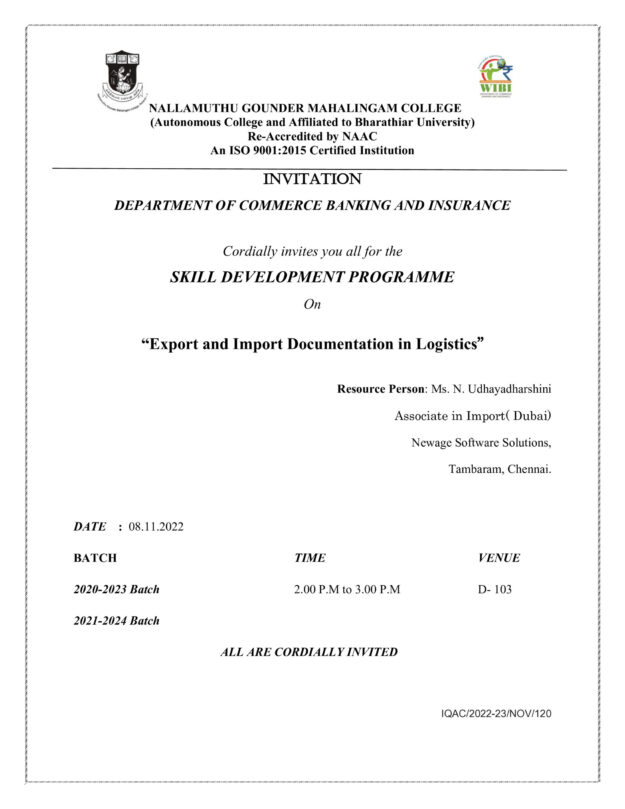 08.11.2022 – Alumni speech invitation 19 BATCH Udhayadharshini.N