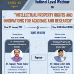 National level Webinar on “INTELLECTUAL PROPERTY RIGHTS AND INNOVATION FOR ACADEMIC AND RESEARCH”