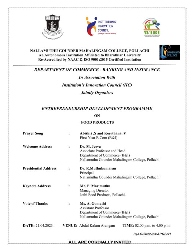 21.04.2023 – Entrepreneurship Development Programme