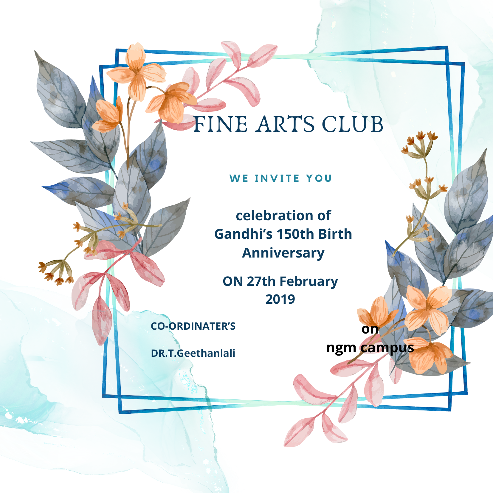 fine arts club/celebration of  Gandhi’s 150th Birth Anniversary