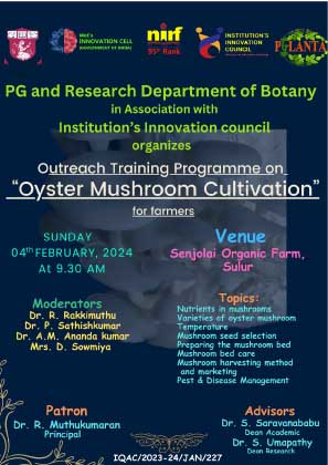 Outreach Training Programme on Oyster Mushroom Cultivation