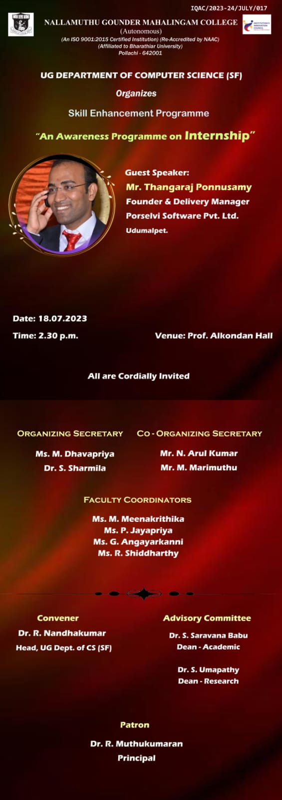 Skill Enhancement Programme – An Awareness Programme on INTERNSHIP