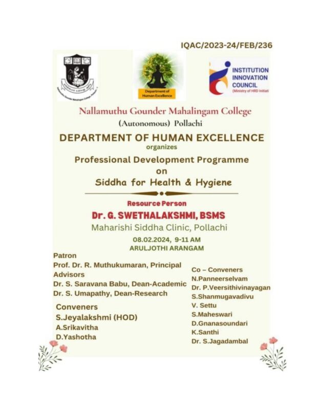 Siddha for Health and Hygiene on 08.02.2024