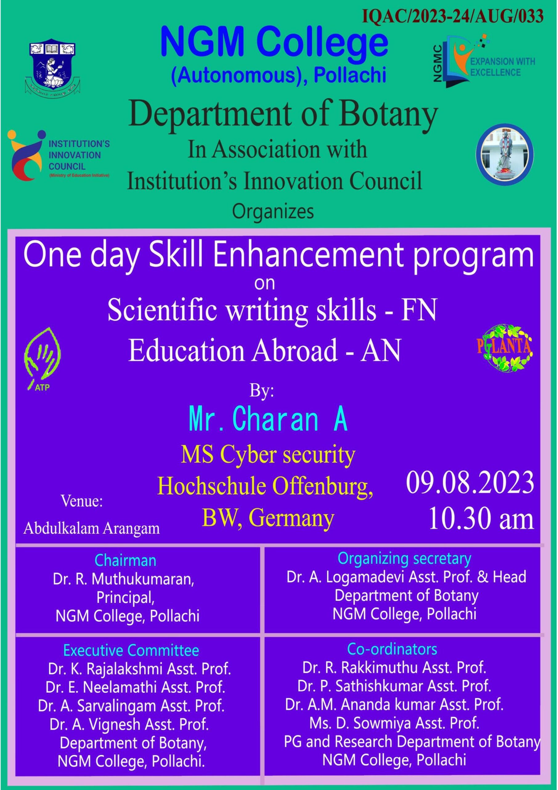 One Day Skill Enhancement Program on “Scientific Writing Skills and Education Abroad”