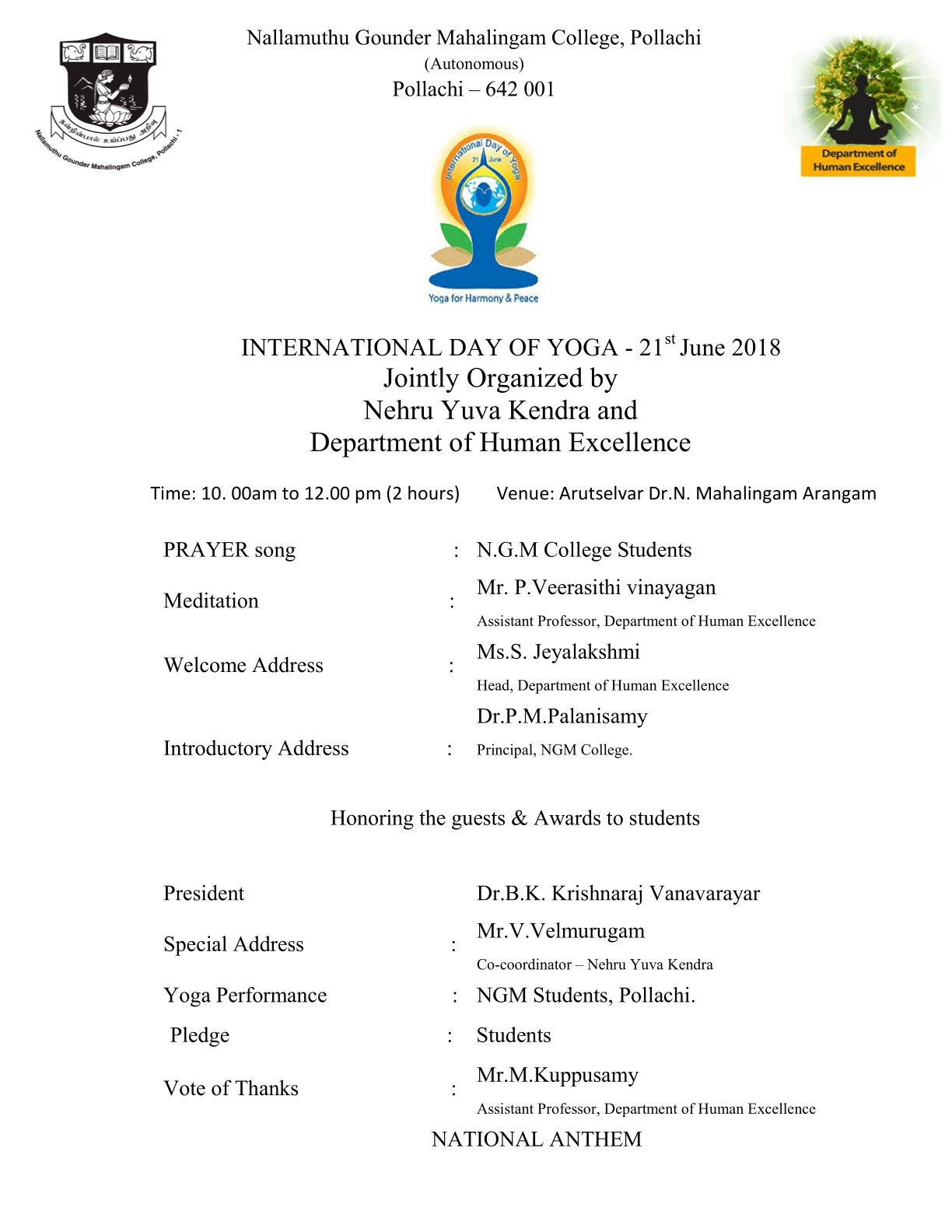 4th International Day of Yoga June 21st 2018