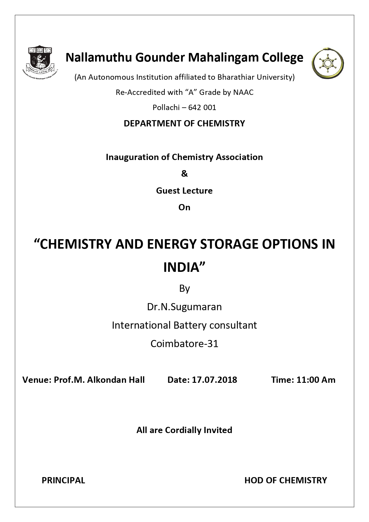 “CHEMISTRY AND ENERGY STORAGE OPTIONS IN INDIA”