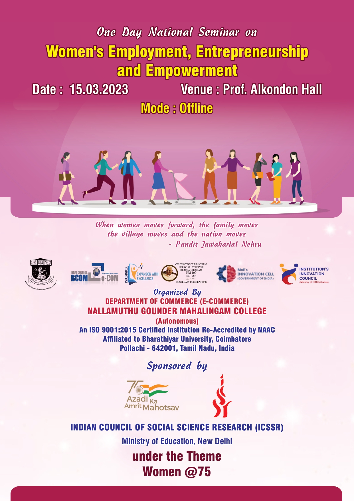 One Day National Seminar on Women’s Employment, Entrepreneurship  and Empowerment